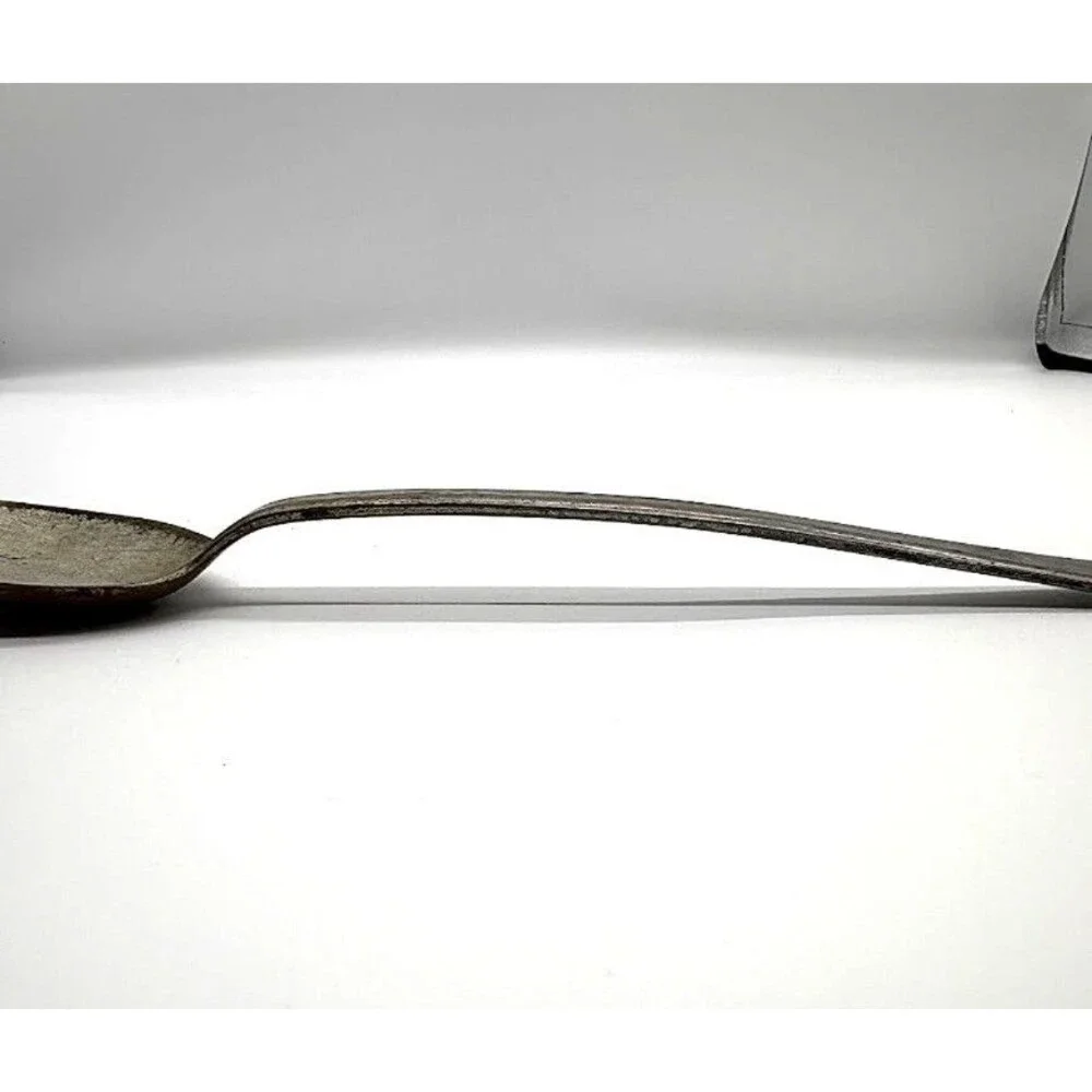 Vintage Unmarked Steel Serving Spoon Primitive Farmhouse Kitchen Utensil 13.5